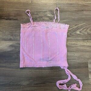 Agaci Too Y2K Fairycore Cami Tank Top Womens Size S Pink Sparkly Beaded